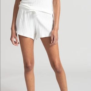 Leset Pointelle Drawstring Short, White, S